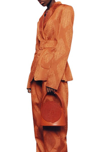RUST ANDY JACQUARD LOSANGE blazer ceinturé oversize
