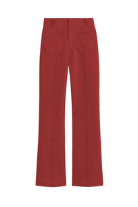 BURGUNDY YOSHI PANTS POCKETS pantalon évasé avec détails de poches