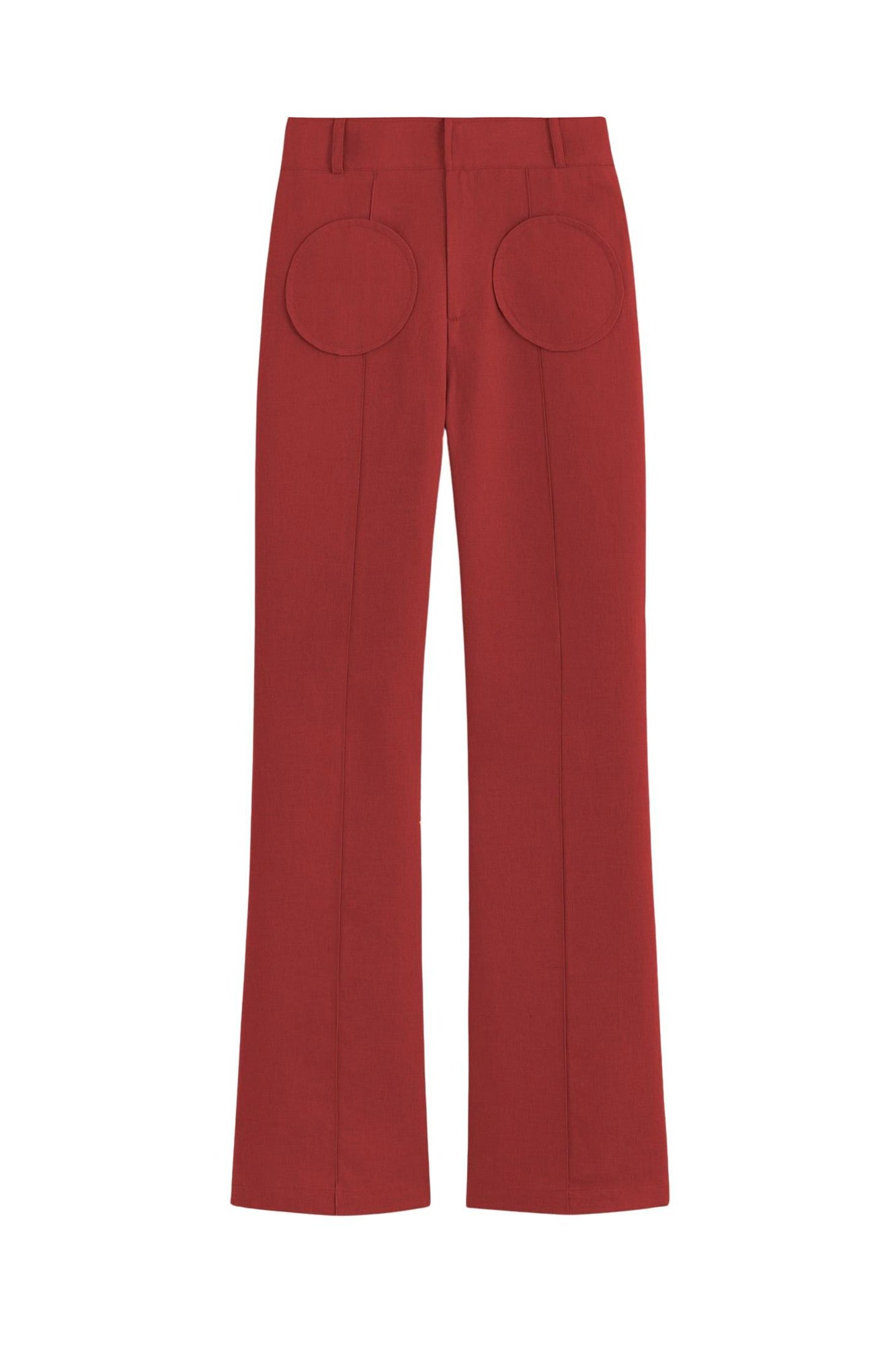 BURGUNDY YOSHI PANTS POCKETS pantalon évasé avec détails de poches