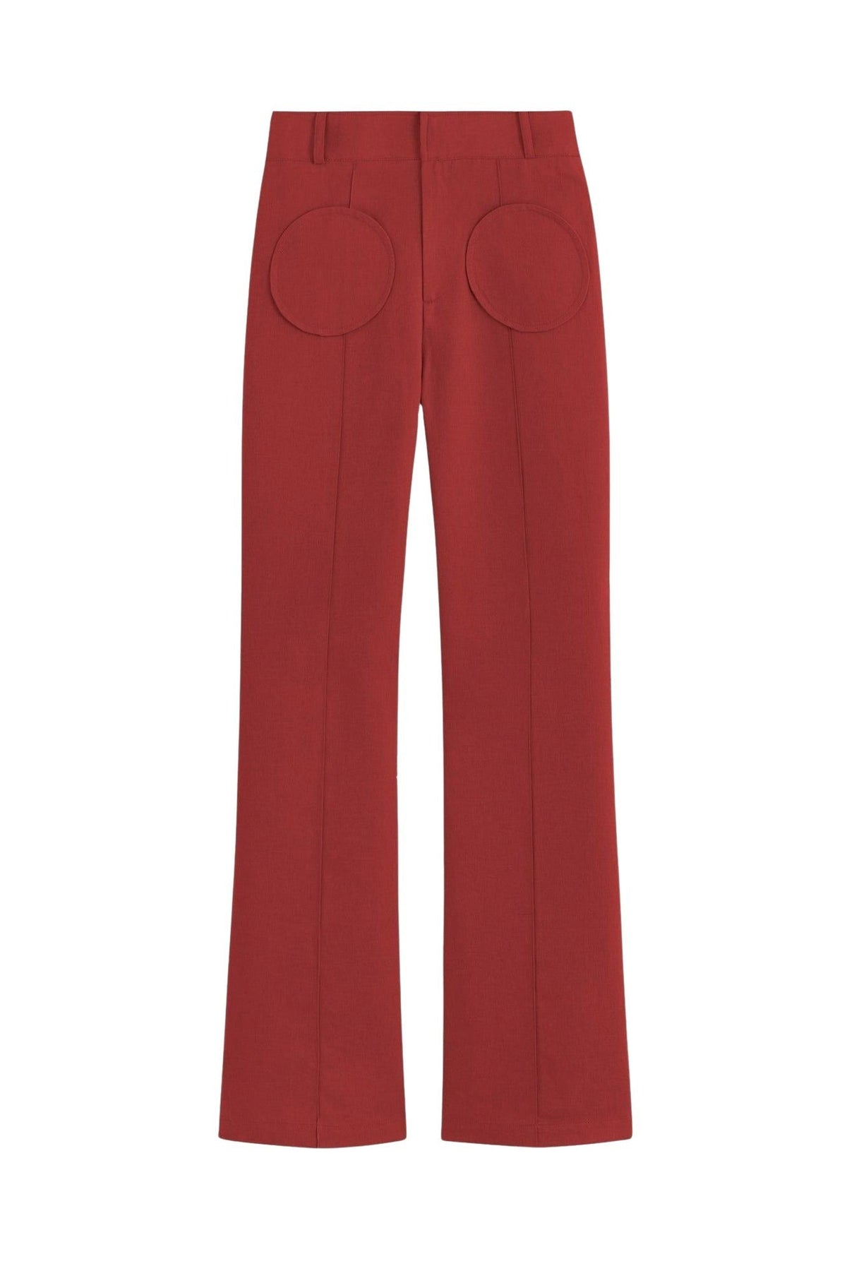 Pantalon Yoshi évasé avec détails poches en lin - Burgundy