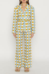 CHECK LIGHT BLUE MUS HENRY JACKET CHECKER PRINT Blazer ceinturé