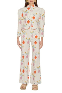 FLOWER VASE YOSHI PANTS PRINTED pantalon évasé en jacquard