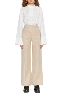 BEIGE YOSHI PANTS POCKETS pantalon évasé avec détails de poches
