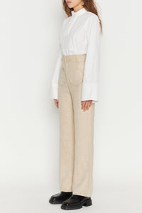 BEIGE YOSHI PANTS POCKETS pantalon évasé avec détails de poches