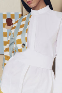 CHECK LIGHT BLUE MUS HANS SHIRT CHECKER PRINT Chemise avec détails de manches asymétriques