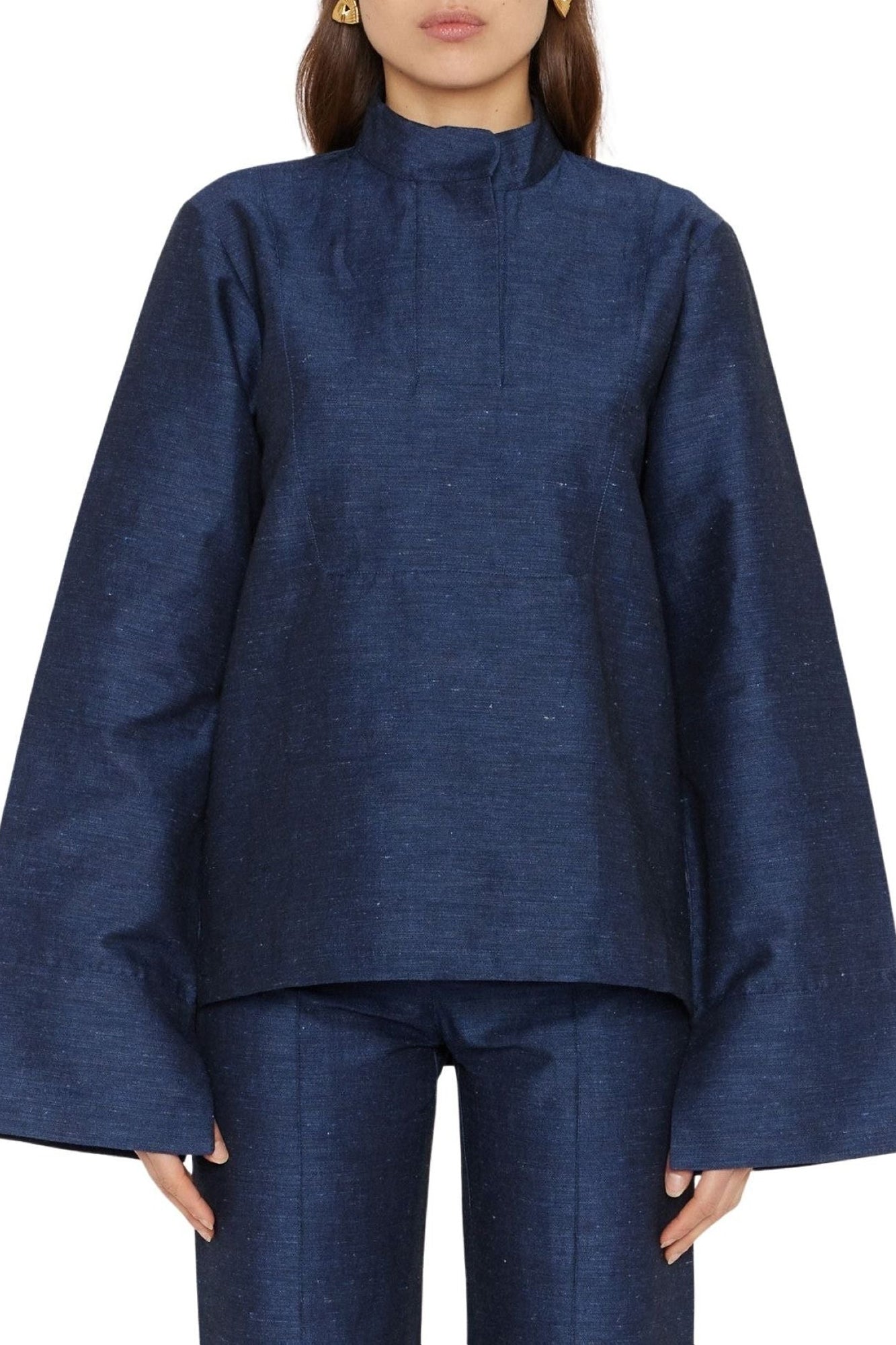 NAVY BLUE PAAVO SHIRT Chemise à manches évasées