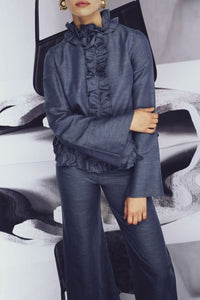 DENIM BLUE HILARY SHIRT Chemise à volants