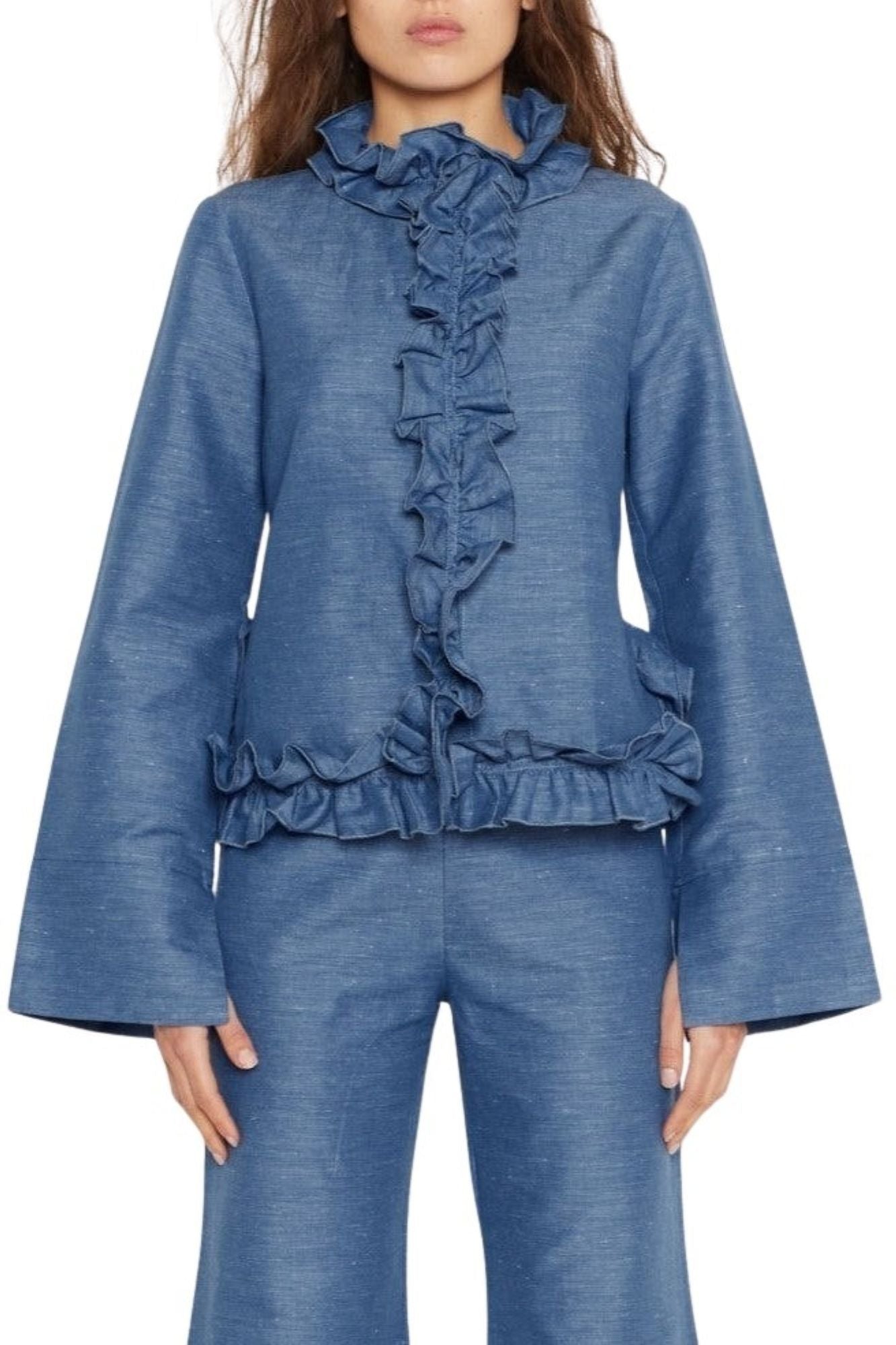 DENIM BLUE HILARY SHIRT Chemise à volants