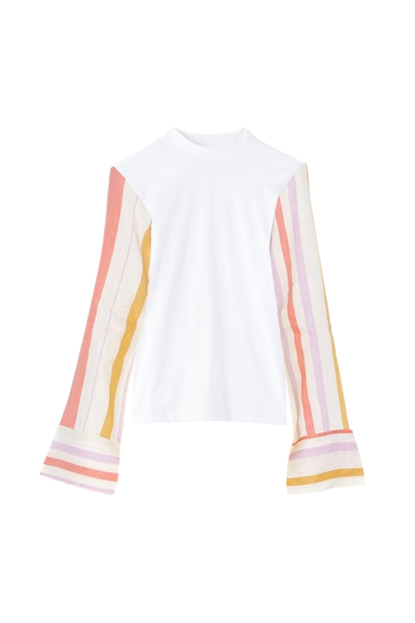 WHITE ORANGE & LILAC GRAYSON T-SHIRT STRIPES T-shirt à manches longues