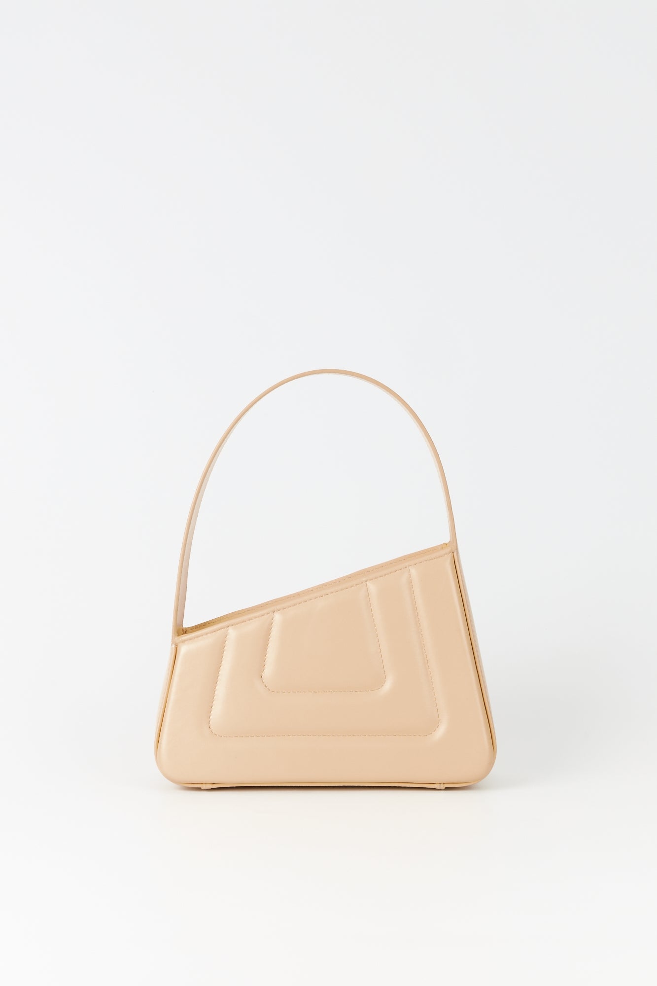 BEIGE ALBERT SMALL QUILTED Mini-sac asymétrique en cuir matelassé