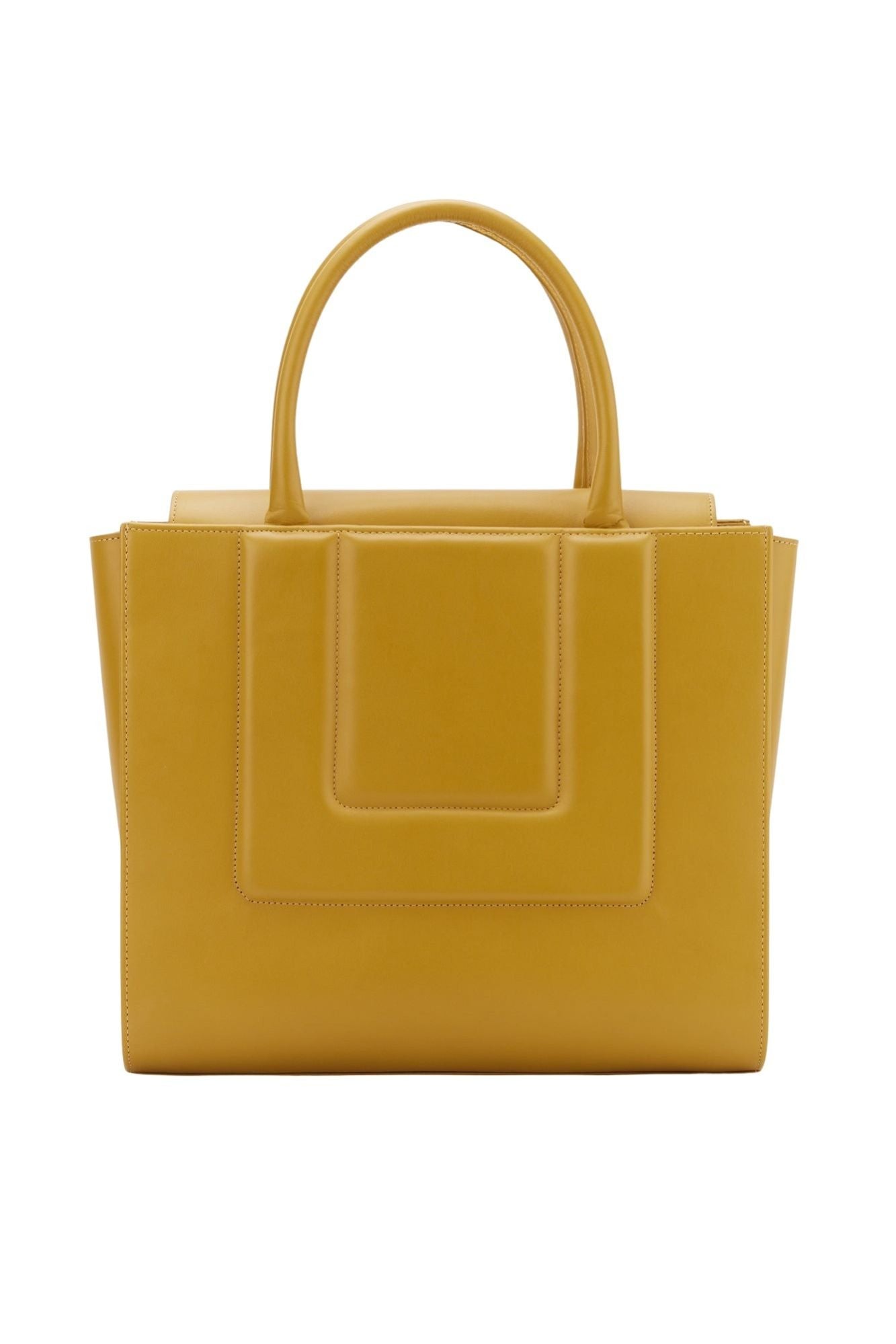 MUSTARD SOL MEDIUM QUILTED sac fourre-tout structuré en cuir