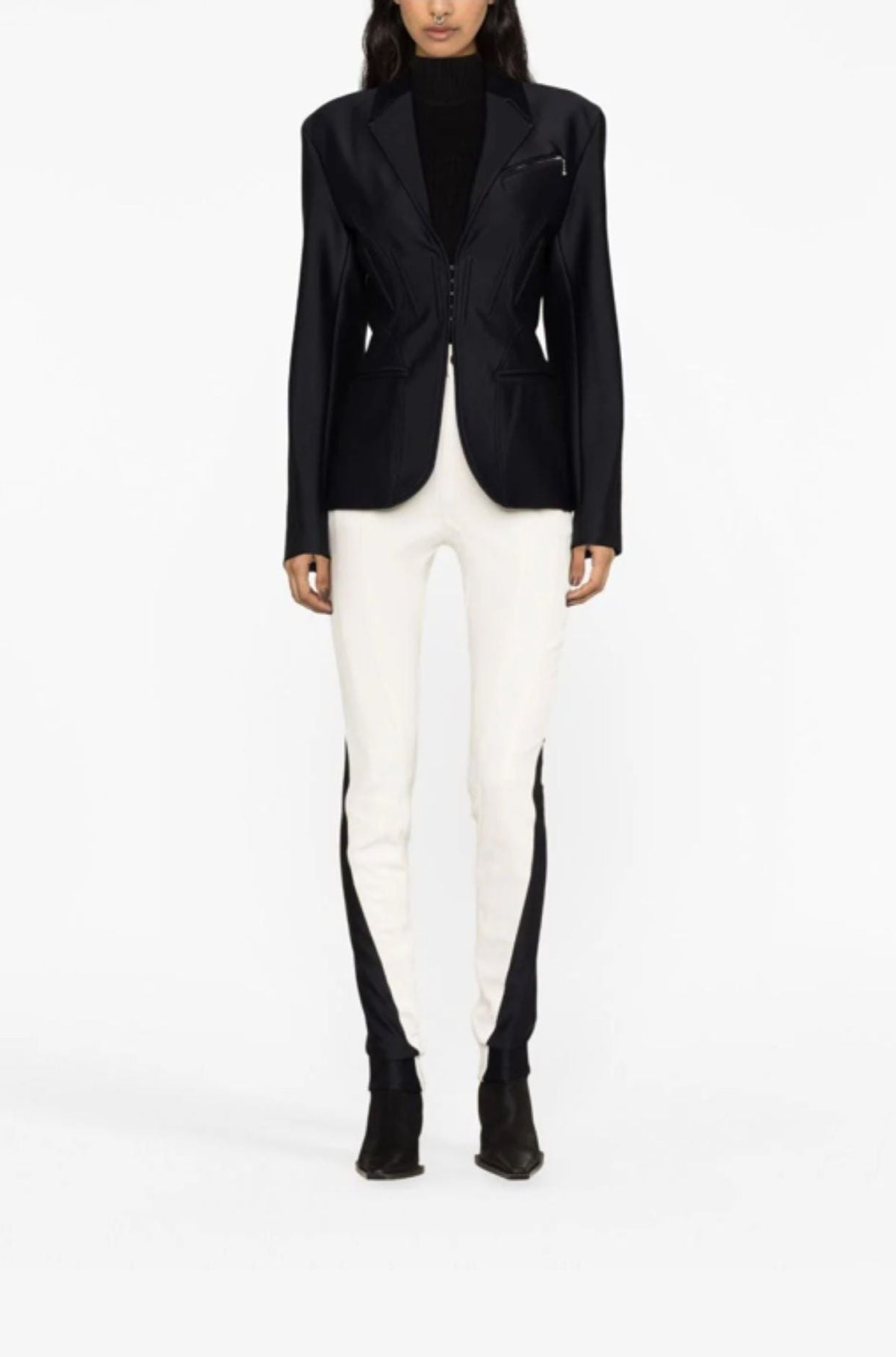 BLACK // black fitted corset jacket