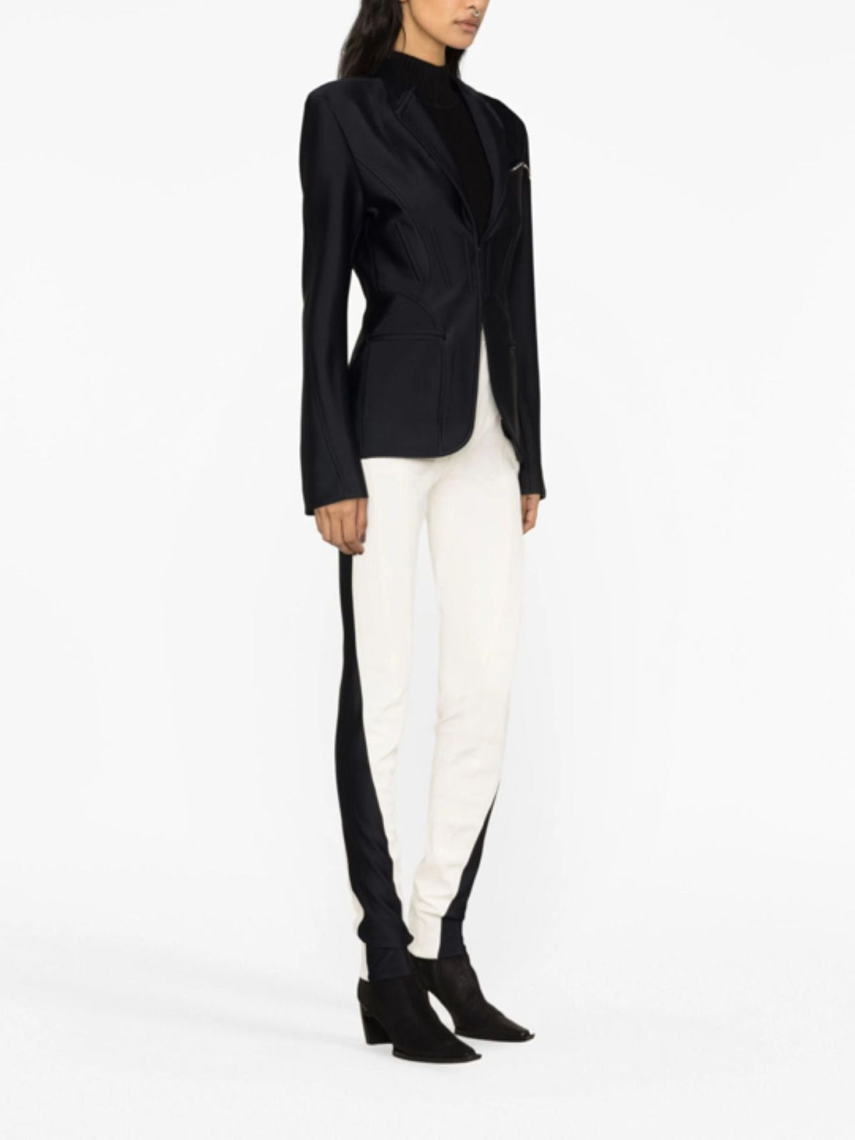 BLACK // black fitted corset jacket
