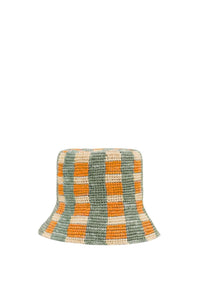 LIGHT BLUE MUSTARD BOB HAT CHECKED RAPHIA Bob en raphia