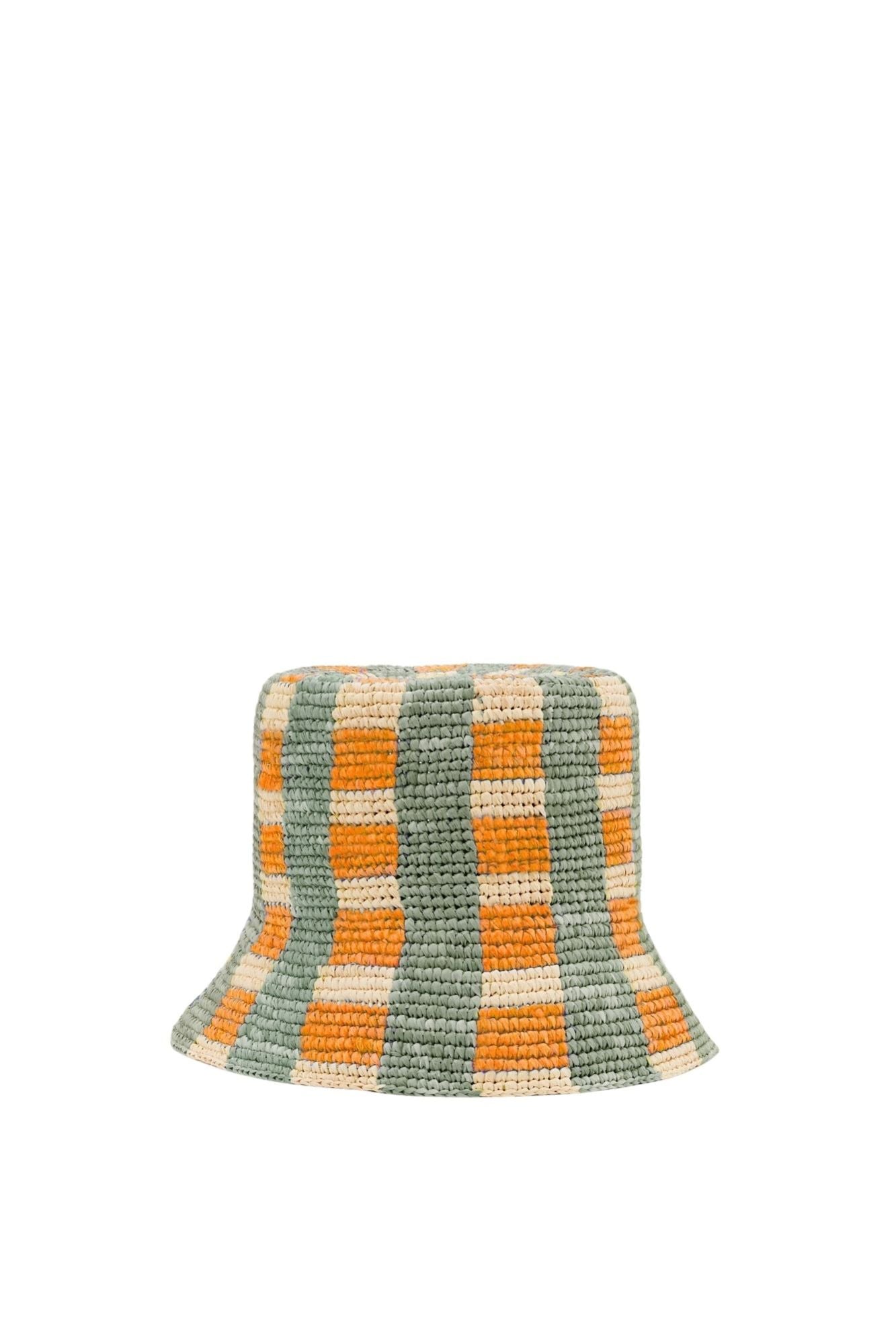 LIGHT BLUE MUSTARD BOB HAT CHECKED RAPHIA Bob en raphia