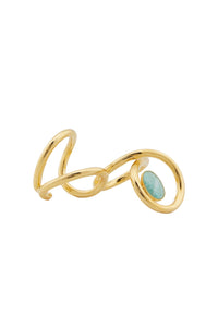 Bague Louise double asymétrique en laiton avec pierre - Light Blue
