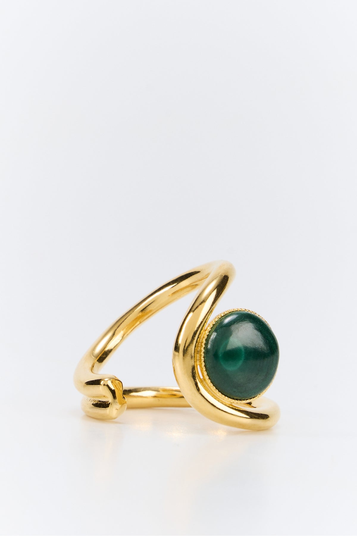 Bague Louise en laiton avec pierre - Dark Green