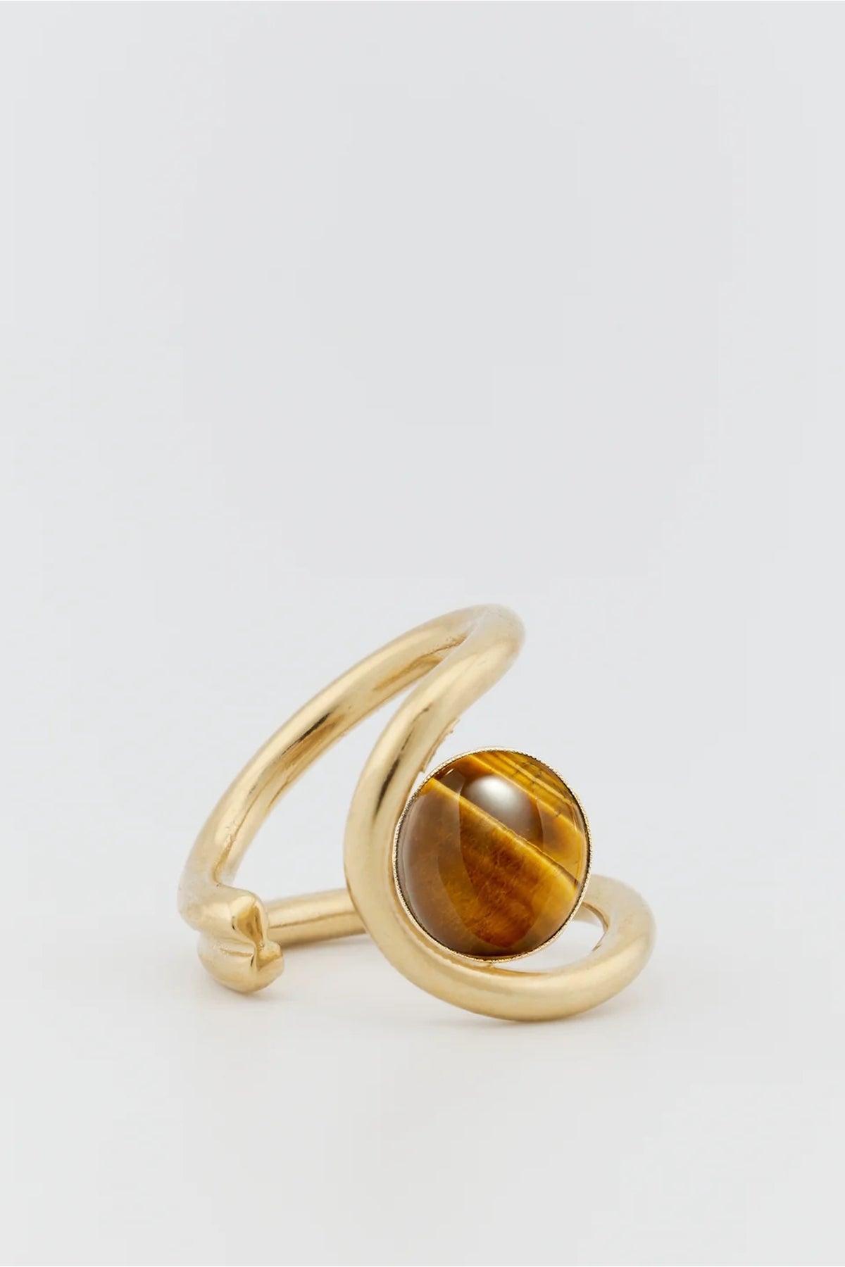 Bague Louise en laiton avec pierre Œil du tigre - Tiger Eye