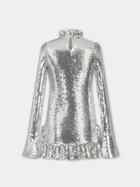 Robe courte et col montant à paillettes - Silver