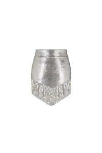 Short fringed mesh skirt - Silver