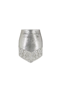 Mini-jupe en mesh à franges - Silver
