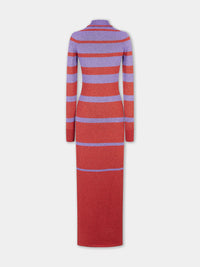 Maxi dress with side slit - Purple & Red