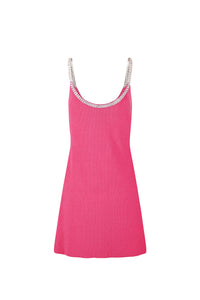 Short dress with straps and chain - Pink