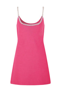 Robe courte à bretelles à cupchain à l'encolure - Pink