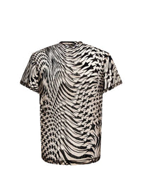 Mesh T-shirt with light nude flocked stars - Black
