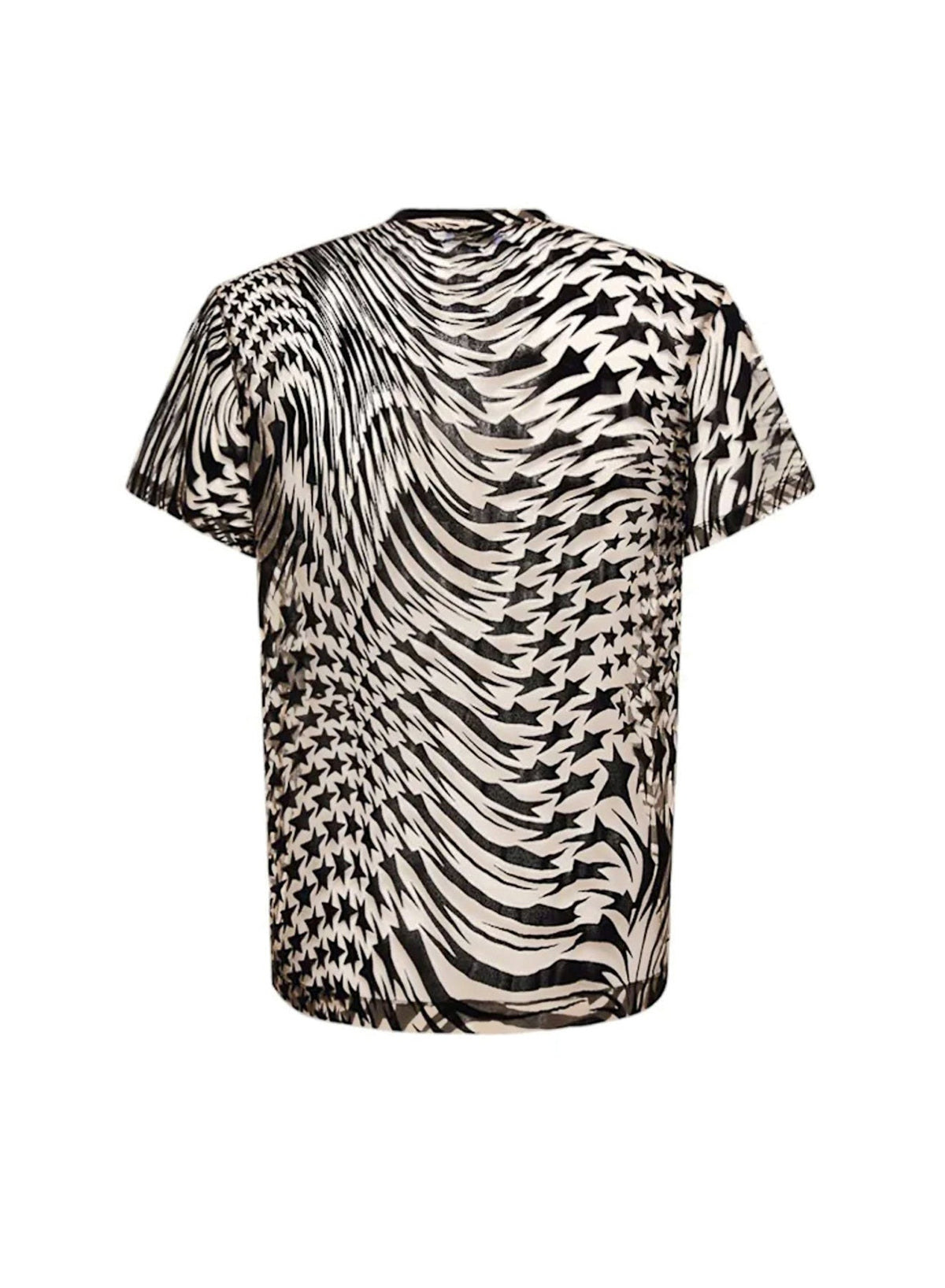 BLACK/NUDE01 // Flocked star mesh T-shirt