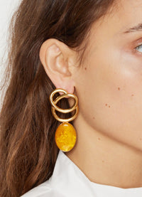 ORANGE SONIA ICON STONE PIERCING RETAIL Boucles d'oreilles géométriques avec pierres