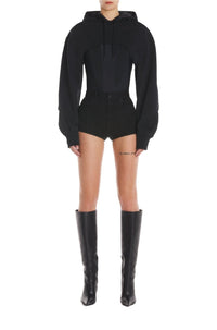 BLACK // black cropped hoodie