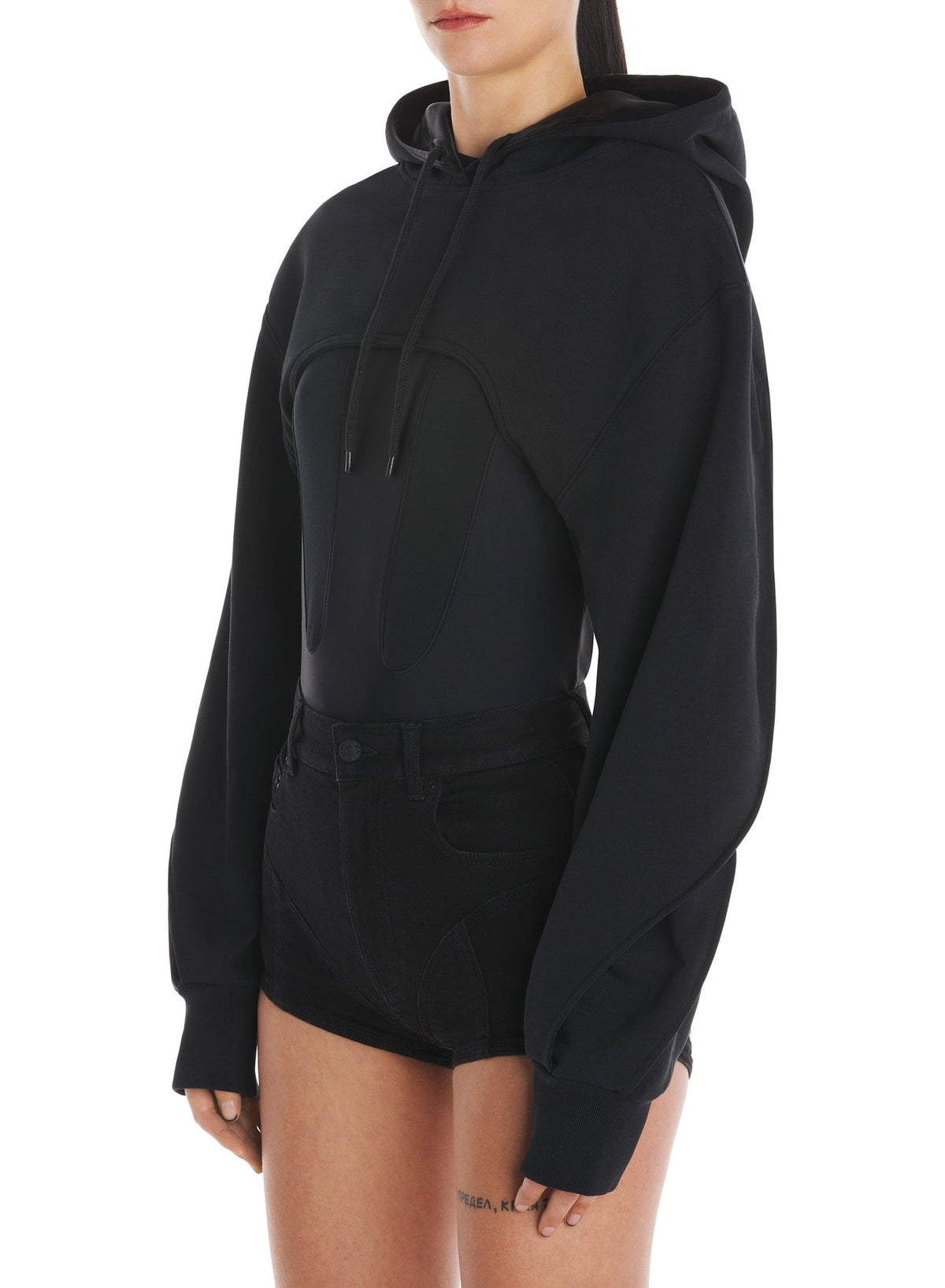BLACK // black cropped hoodie