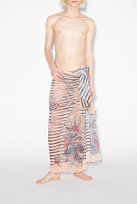 Paréo unisexe Tattoo marinière - Nude & Blue & Red