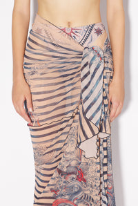 Paréo unisexe Tattoo marinière - Nude & Blue & Red