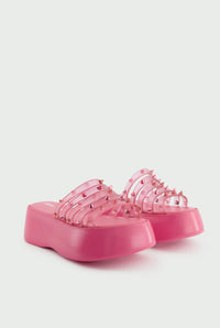 Mules à plateforme Flower JPG x Melissa 55 - Pink Shocking
