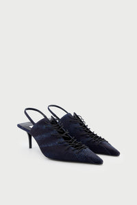Escarpins JPG x Jimmy Choo 70 en denim - Indigo & Black