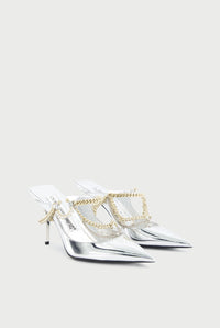 Mules JPG x Jimmy Choo 90 en cuir - Silver