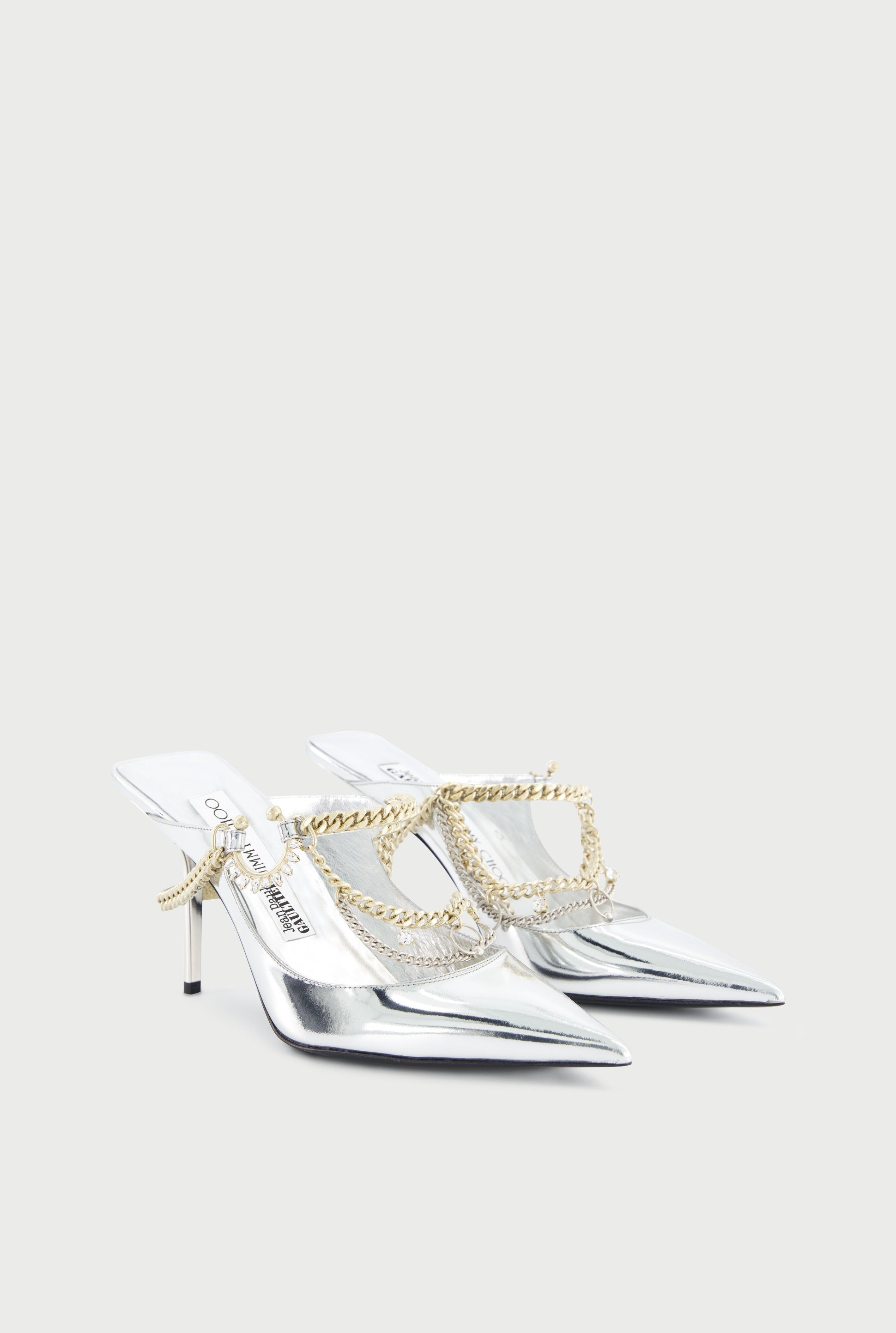 Mules JPG x Jimmy Choo 90 en cuir - Silver