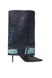 JPG x Jimmy Choo 95 print leather thigh-high boots - Indigo & Black
