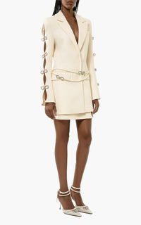 Short slit skirt in wool - White