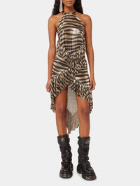 Top en mesh dos nu à volants - Light Gold Tiger