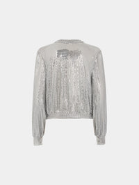 Silver knit bomber jacket