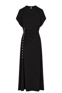 Drapey long dress with press studs - Black