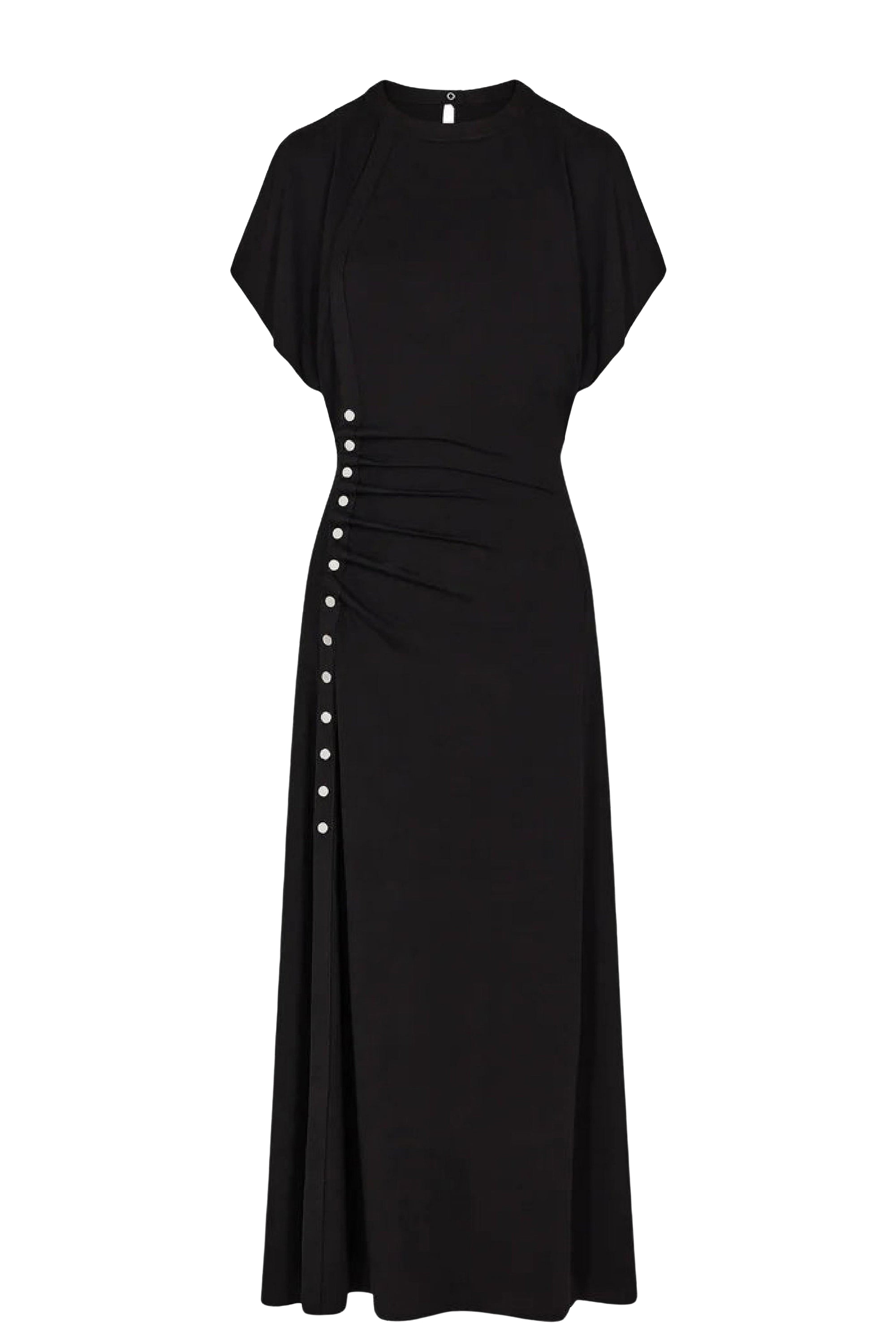 Drapey long dress with press studs - Black