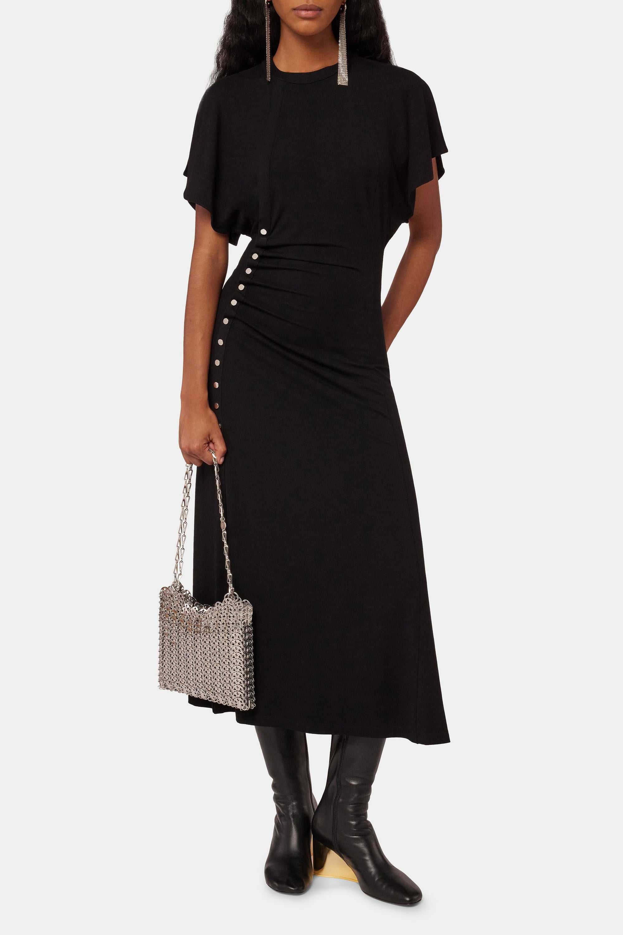 Robe longue drapé pression - Black