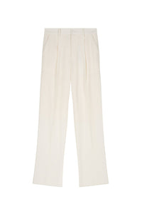 Pantalon Less coupe droite en laine - Ecru
