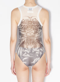 Body imprimé en tulle - White & Black