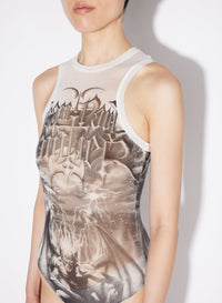 Body imprimé en tulle - White & Black