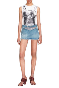 Printed round-neck bodysuit - White & Black